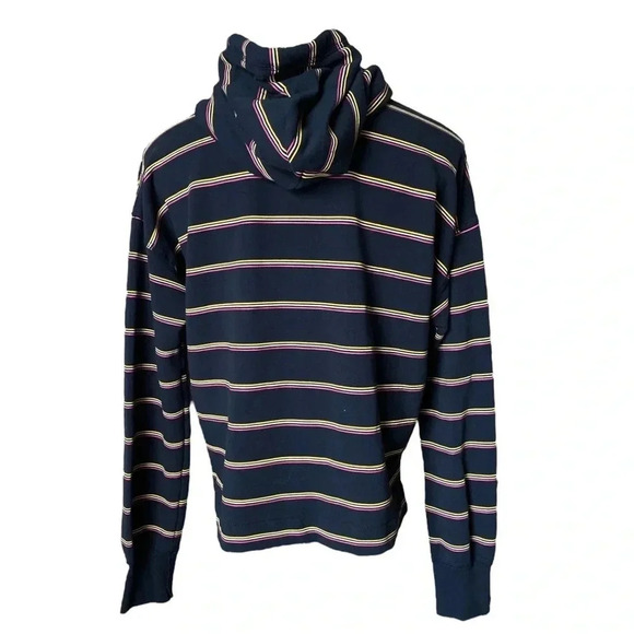 ABERCROMBIE & FITCH | Cotton Blend Navy Striped Sweatshirt Hoodie Size S - Picture 5 of 9